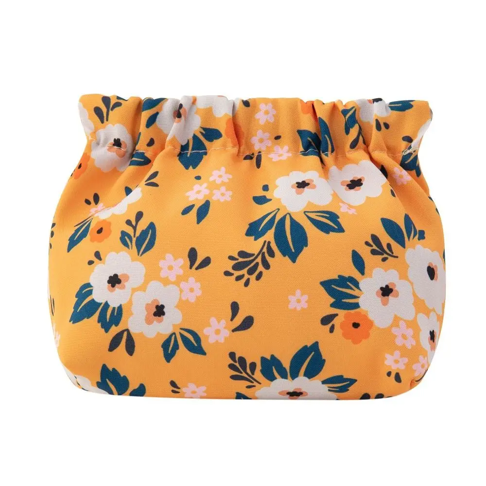 

Small Item Bag Flower Cosmetic Bag Peach Cherry Printing Coin Purse Cute Pattern Self-closing Leaf Spring Bag Travel