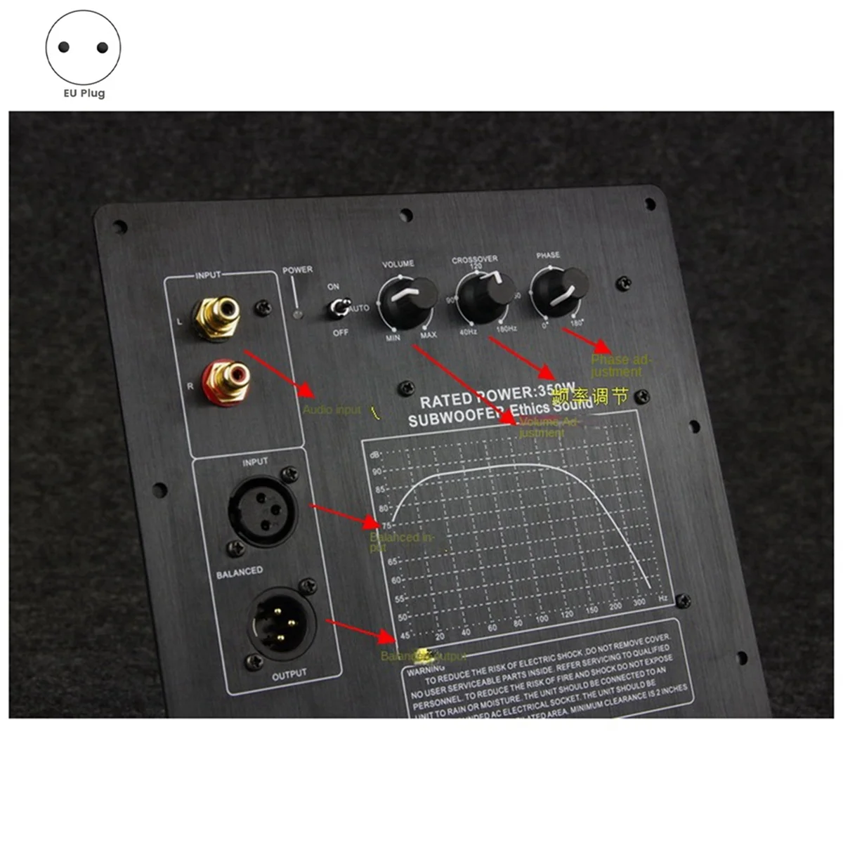 220V HIFI Mono 350W Heavy Duty Subwoofer Digital Active Amplifier Board Pure Bass Home Audio System EU-Plug