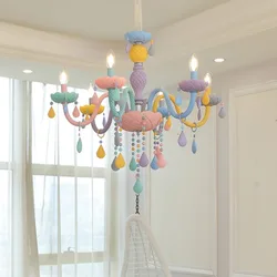 Lustre arc-en-ciel européen pour enfants, lumières macarones, bougie LED, chambre d'enfant, chambre de princesse, lumière Kawaii, designer