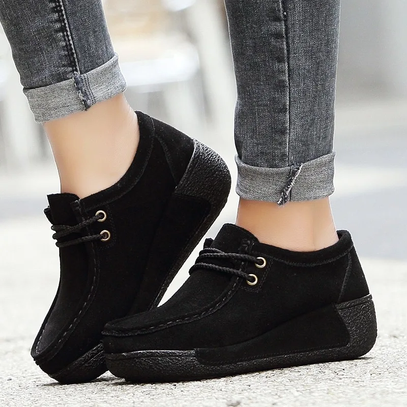 

Winter Thick Bottom Fleece Lined Platform Shoes Women's Shoes Anti-slip Comfortable Heightening Mom Shoes Easy to Match Daily