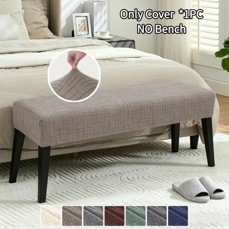 1PC Jacquard Bench Stool Covers Anti-dirty Dining Chair Slipcovers Washable Removable Piano Stool Seat Cover for Home Decoration