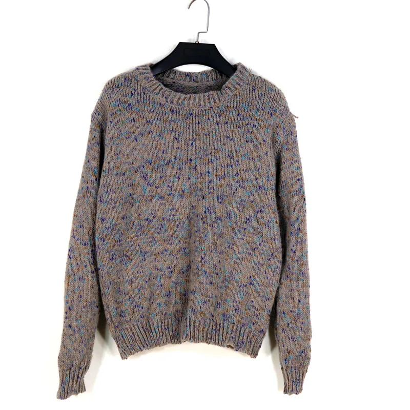 

Свободный крой круглый вязаный свитер Ne Long Sve, осень-зима, уличный топ с термостойким слоем, женский модный индивидуальный G...