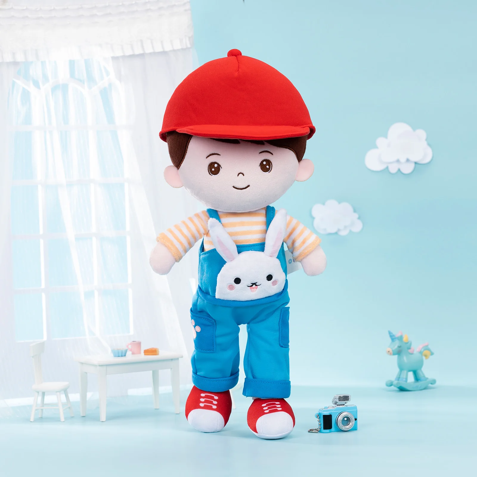 OUOZZZ Plush Toy Boy Doll Soft Stuffed Rag Doll for Boys Rabbit Braces Plush Reborn Doll with Clothes Birthday Gift 15