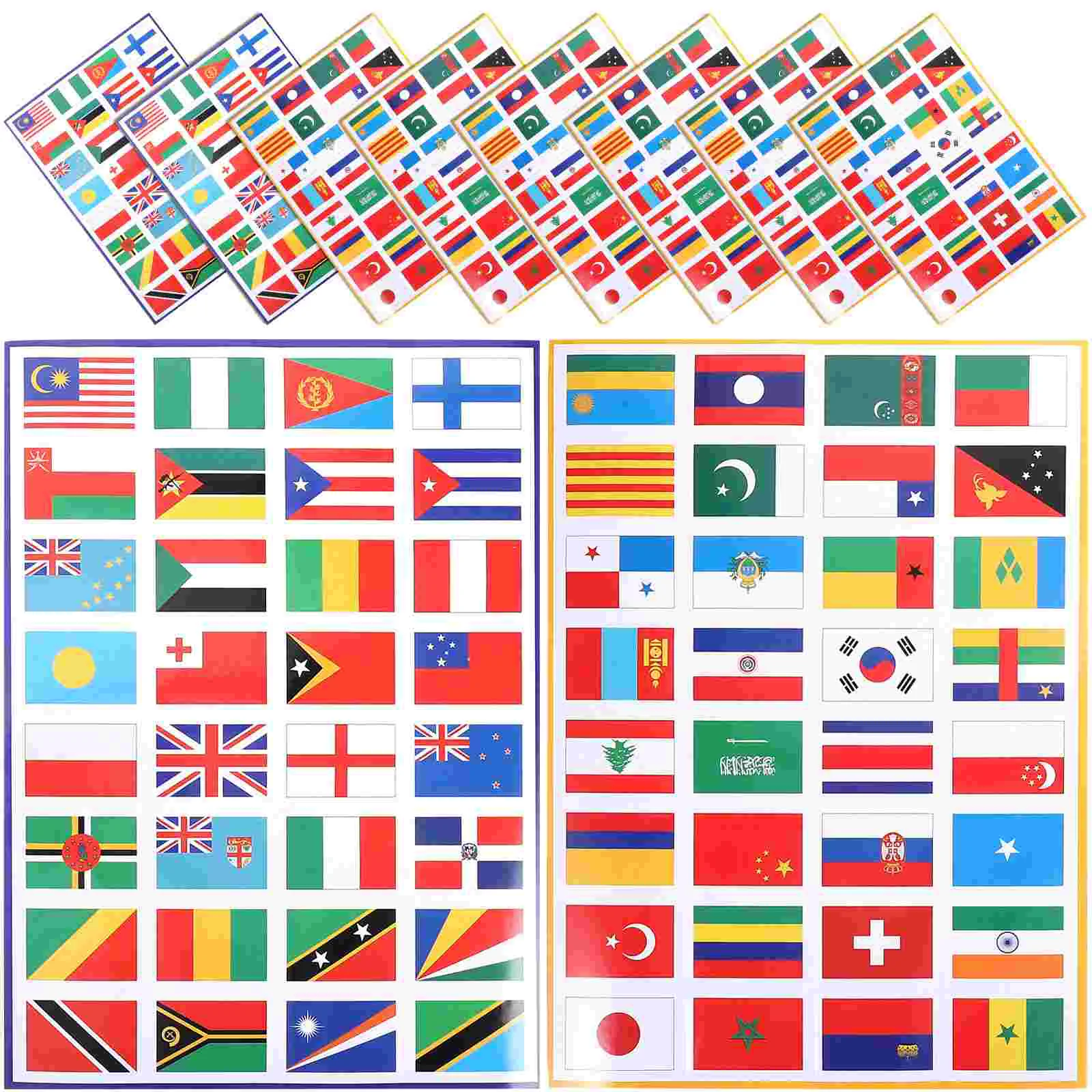 10 Sheets Mini Flags World Sticker Stickers Football Match Body Decals Self-adhesive Map of The Face Travel