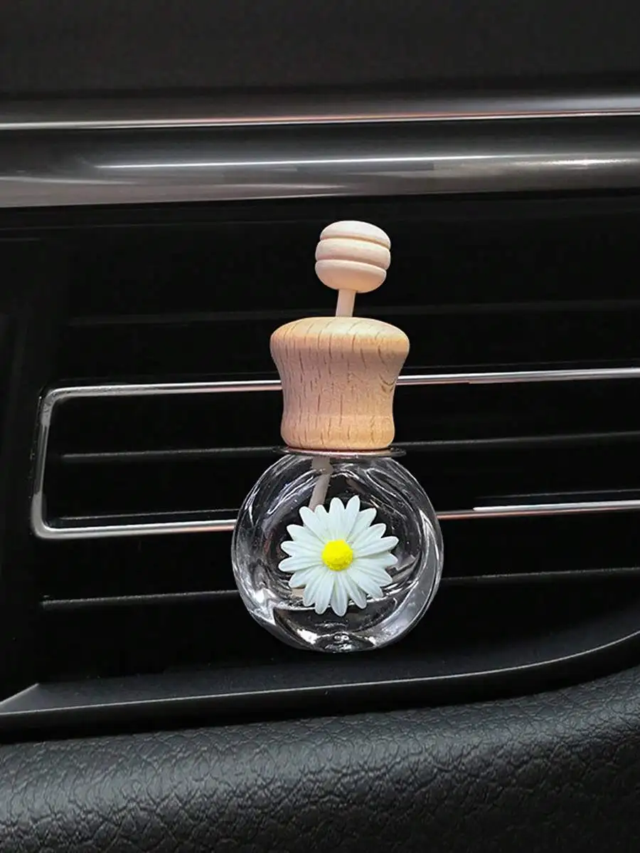 

1pc Daisy Fragrance Bottle Car Air Vent Fragrance Diffuser With Clip, Empty Essential Oil Container Car Interior Decoration