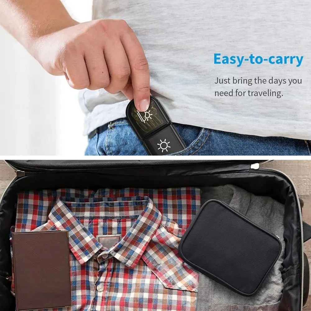 Portable Compartmentalized Pill Box Reusable Eco-Friendly Travel-sized Small Pill Box 21-compartment Capsules Box Pill Box