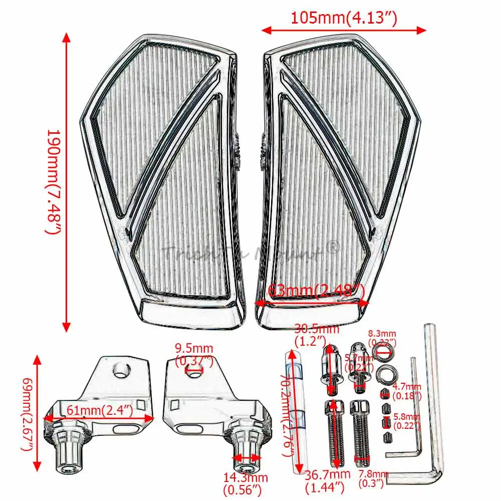 Driver Floorboards Compatible With Bmw R18 Classic 100 Years 2020-2023 High Quality Material Black/Chrome With Non-Slip Rubber