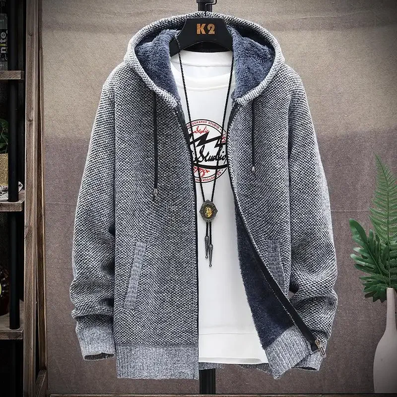 

New Autumn and Winter Men's Fashion Hooded Sweater Men's Casual Plus Fleece Thickened Warm High-Quality Large Size Sweater 2025