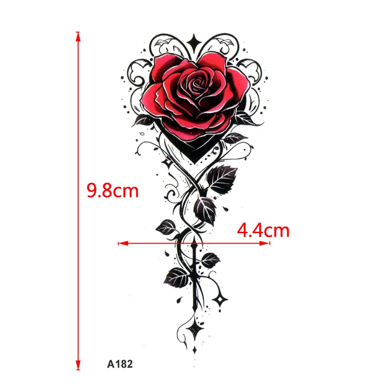 5 Sytles Love Red Rose Waterproof Temporary Tattoos Men Vines Body Art Fake Tatoo Sleeves For Kids Flash Tattoo Stickers