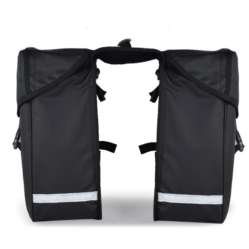 

25/34L Rear Bike Bag Saddle with 4 Zippered Compartments Adjustable Hooks - Water-Resistant for Bicycles with Reflective Trim