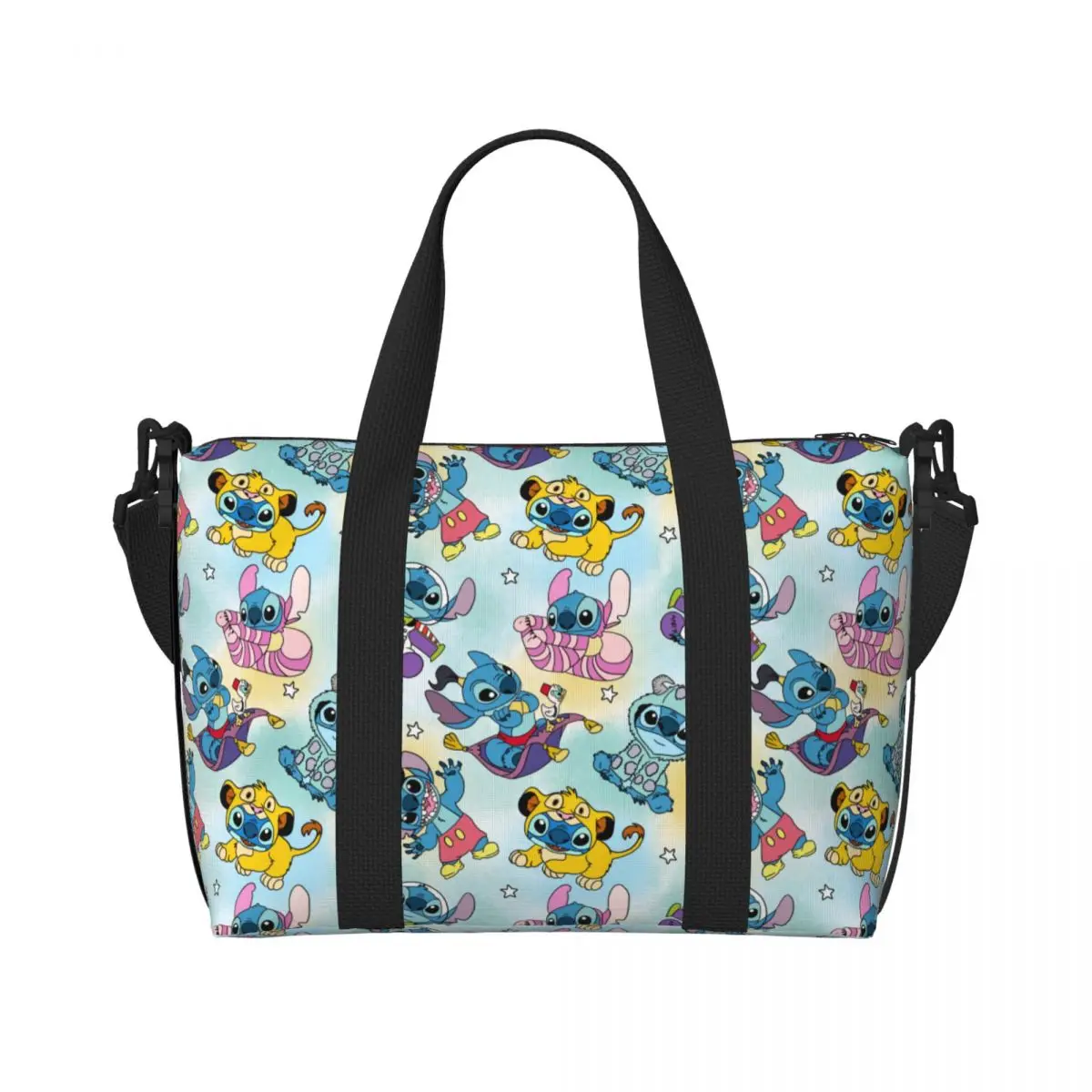 

Custom Stitches Manga Anime Beach Tote Bag Women Extra Large Gym Carry On Travel Shopping Bags