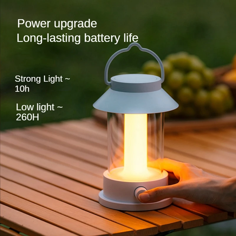 1 Juego de luces para acampar al aire libre, luces LED Retro portátiles para acampar, luces de ambiente súper brillantes, negro