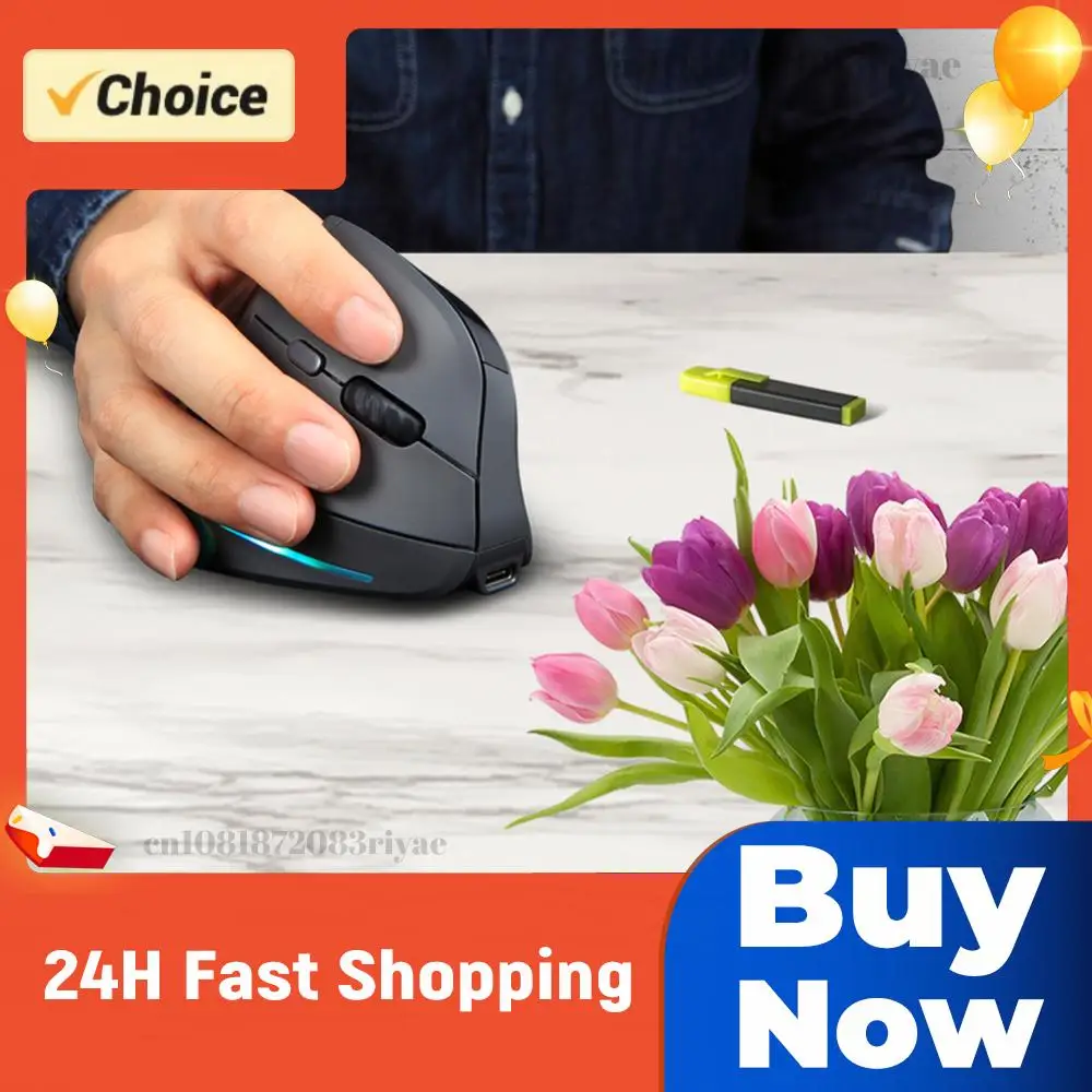 Vertical Wireless Mouse Rechargeable Wireless Bluetooth-Compatible Mouse 7 Buttons Ergonomic Mouse for Laptop Desktop PC Macbook