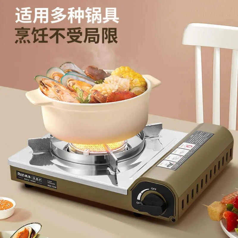 Estufa de casete BDZ-330B, estufa de gas portátil para el hogar, acampar al aire libre, a prueba de viento, no recoger utensilios de cocina