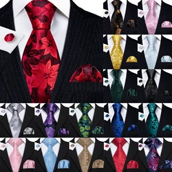 Barry.Wang Jacquard Blumen Seide Herren Krawatte Tasche quadratische Manschetten knöpfe Set Blume Krawatte für männliche Hochzeit Business Party Events Geschenk