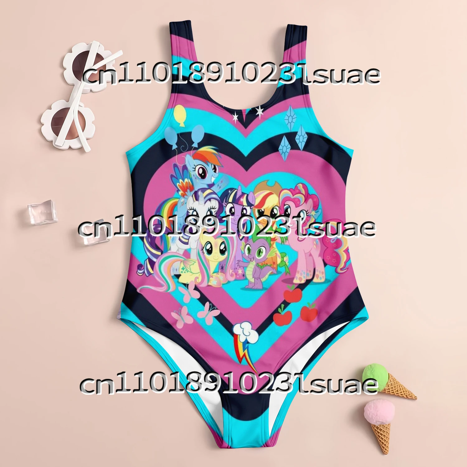 

Новый летний детский купальник Xiaoma Baoli, интегрированный купальник с героями мультфильмов для девочек, солнцезащитный крем для отдыха, комплект для плавания с горячими источниками Miniso