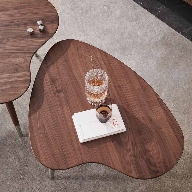 

Black walnut coffee table combination light luxury modern designer creative love tea table living room home solid wood small tea