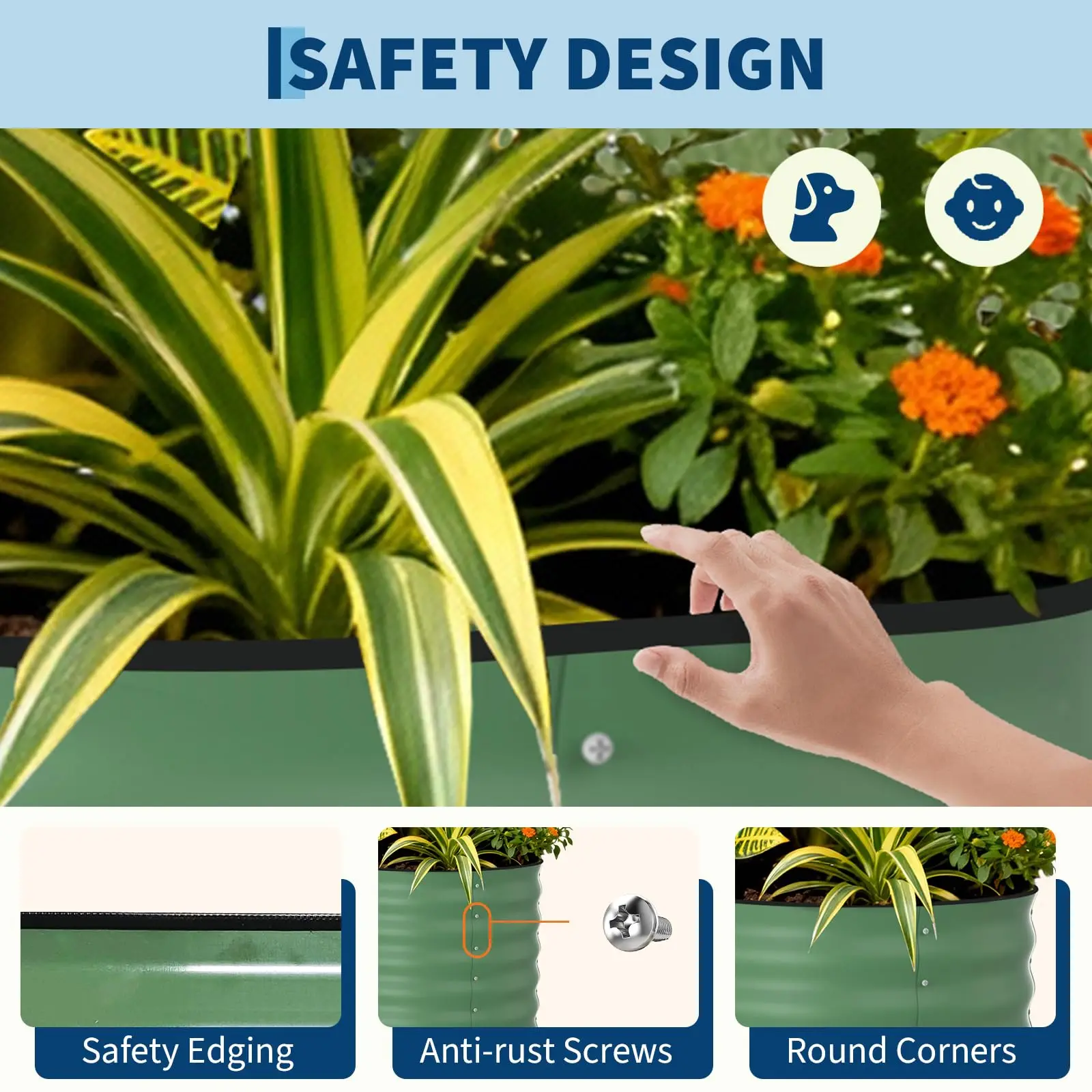8x4x1.5 ft Galvanized Raised Garden Bed - 18“ Tall Metal Planter Box for Vegetables, Flowers, Herbs, Rust-Resistant Outdoor Garden Box, Easy Assembly Raised Beds for Gardening view 3