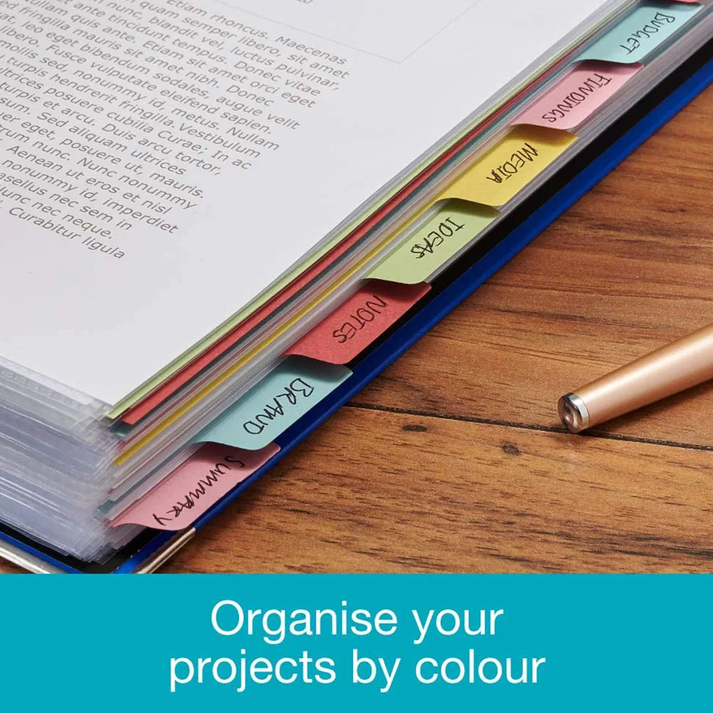 

12pcs Colored Index Dividers A4 11 Holes Plastic Separators Notebooks Classified Labels Tabs Paper Organizers