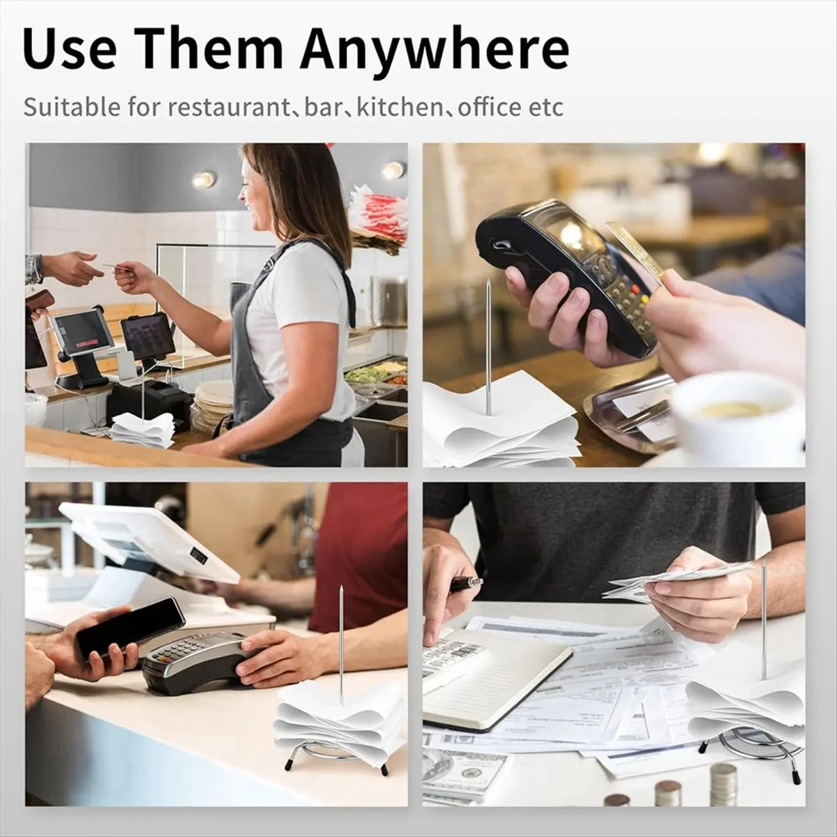 REST Ticket Stabber for Restaurant, 3PCS Ticket Receipt Holder Check Spindle Orders Spike for Businesses Kitchen Office