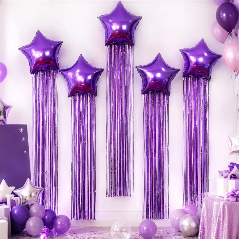 7-teiliges Sternballon-Regenvorhang-Set mit Klebepunkten, mehrfarbig, für Hochzeiten, Geburtstage und Partydekoration