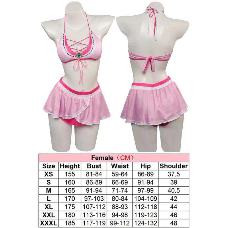 프린세스 피치 코스프레 섹시 귀여운 투피스 수영복 여름 여성 의상 게임 롤플레이 수영복 비키니 여성 할로윈 NVv;6