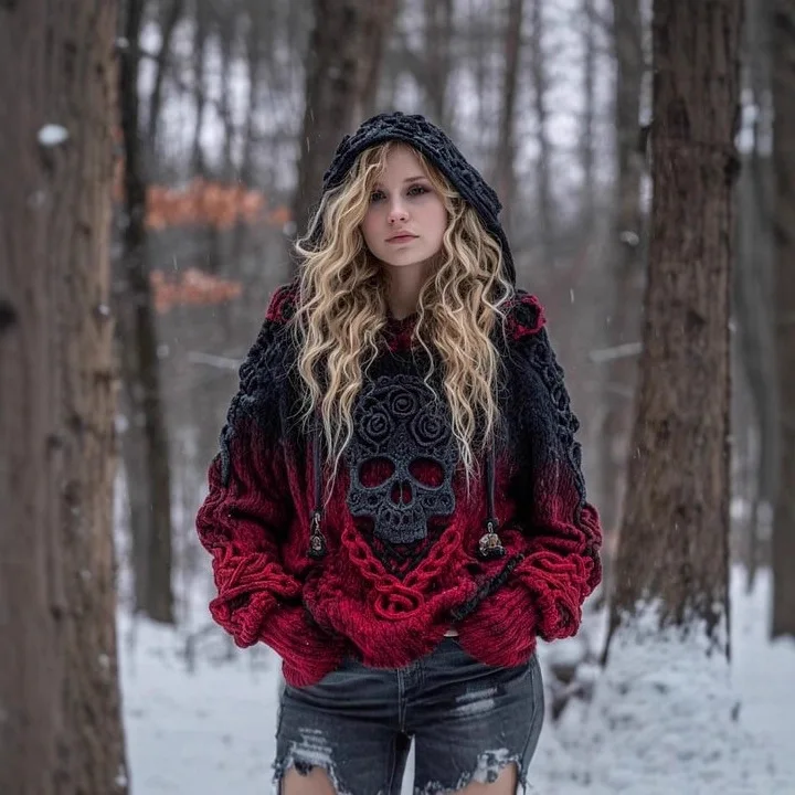 

Новая американская женская толстовка с 3D принтом, осенний готический женский свитер, топ с черепом для женщин, повседневный женский подарок в стиле ретро с принтом