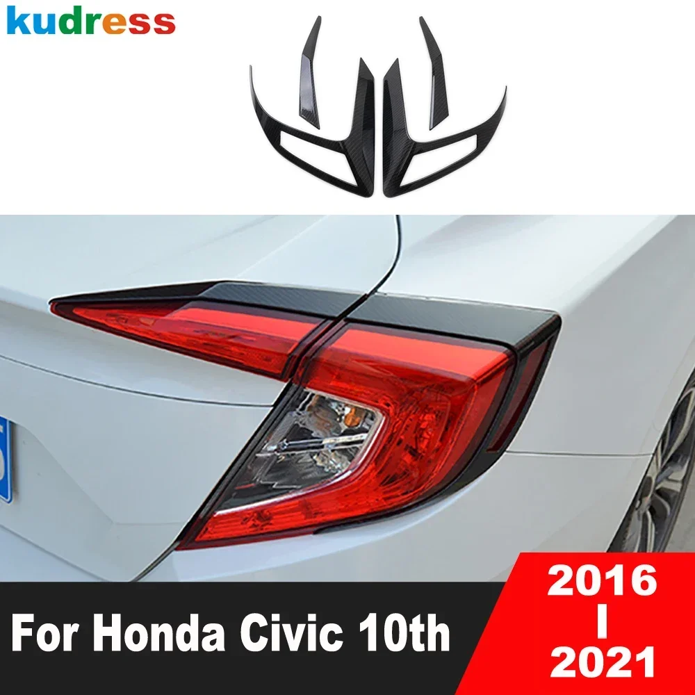 Rear Tail Light Lamp Cover Trim For Honda Civic 10th 2016-2018 2019 2020 2021 Sedan Black Car Accessories Taillight Frame Trims