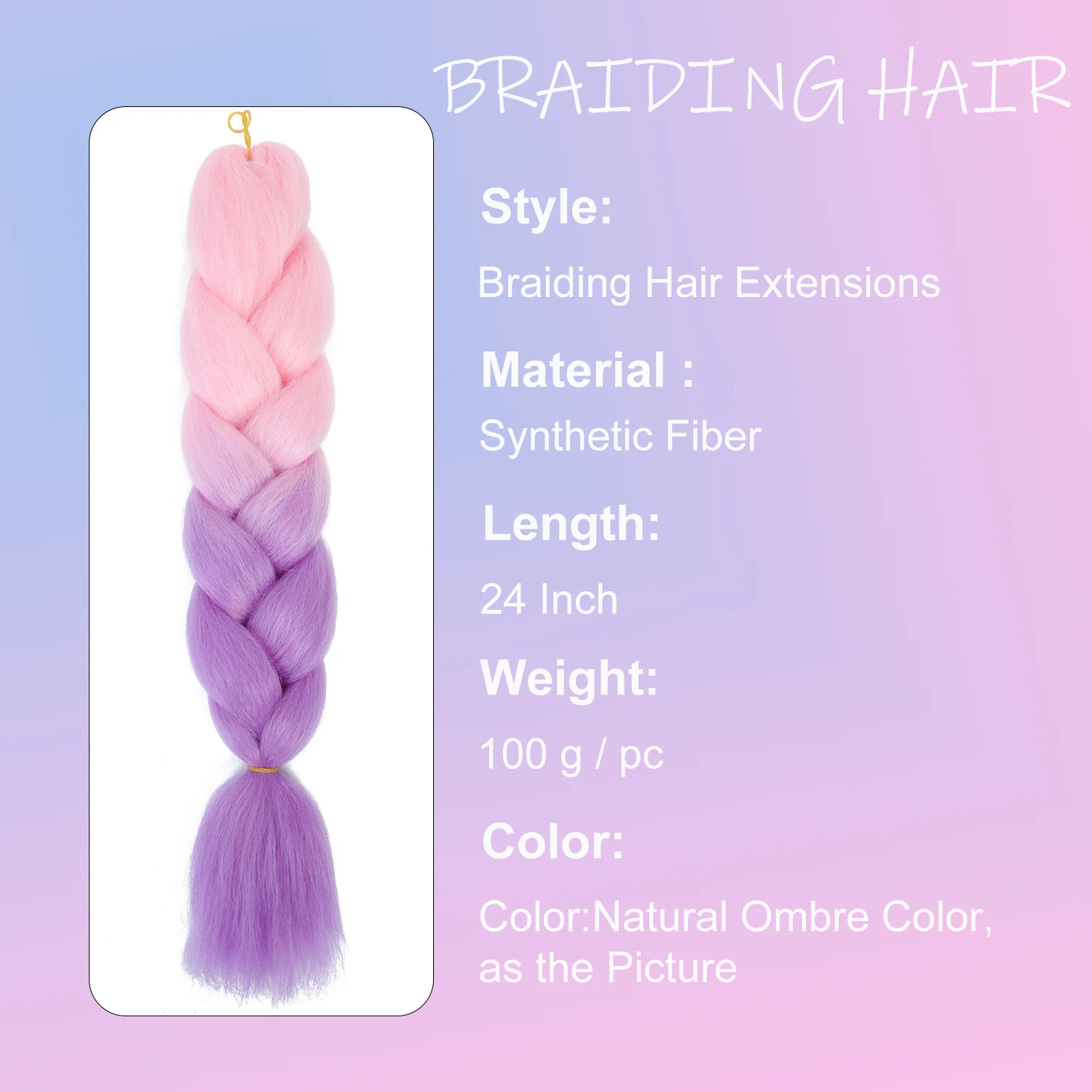 24 Inch Ombre Two Tone Braiding Hair,Synthetic Crochet Braids,Jumbo Yaki Texture Twist Hair Extensions,Soft Braid Hair for Party
