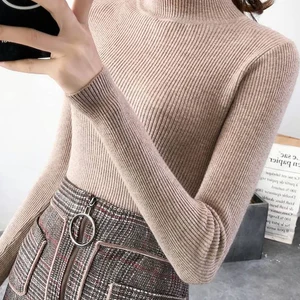 Autumn Winter Mock Neck Women's Sweater Basic Solid Mesh Mesh Casual Fine Pullover Corean Blouses Simple Jumpers 6 Main Sales Sueter Tricot Female - №2
