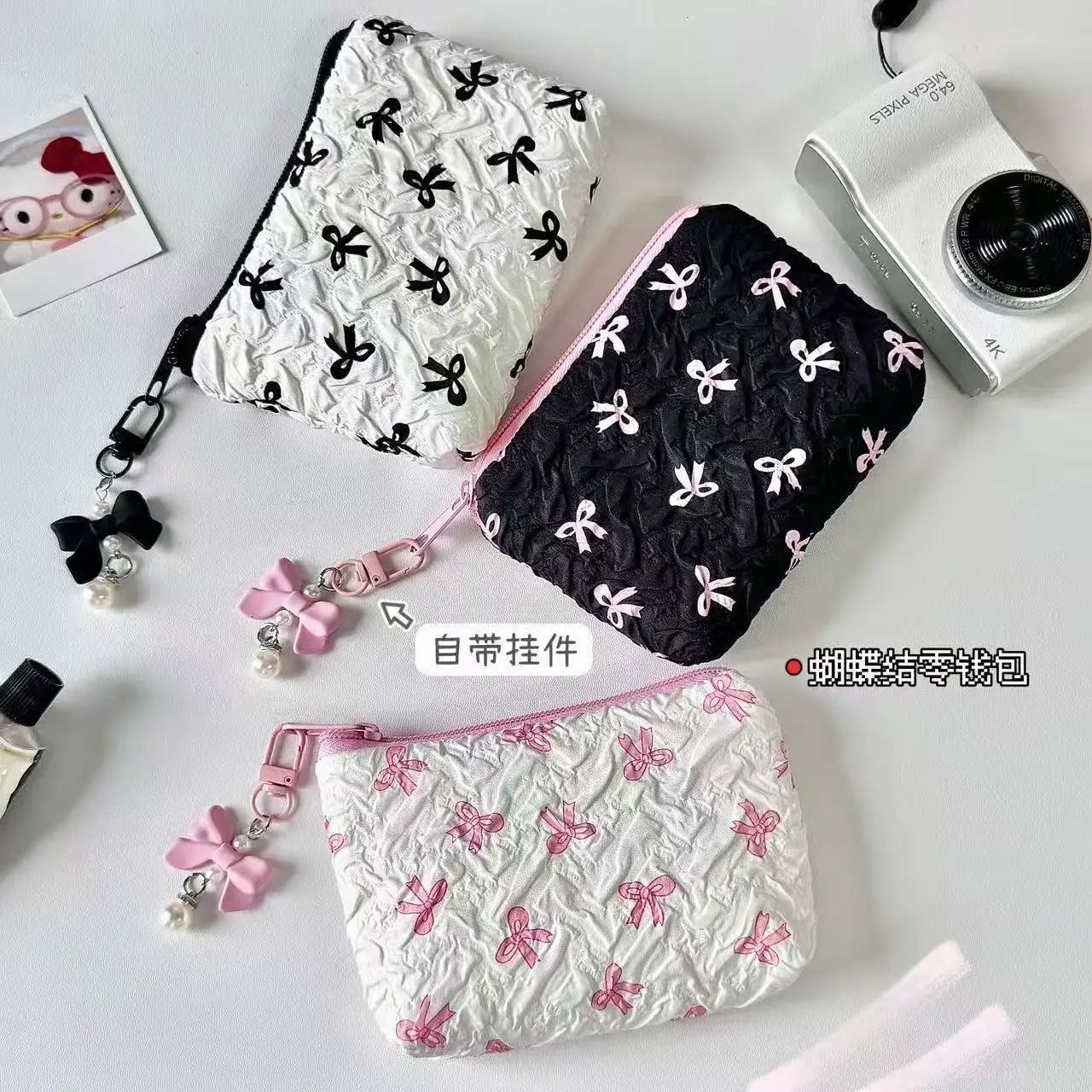 الكورية نمط جديد حقيبة صغيرة جديدة القوس محفظة نسائية للعملات المعدنية فتاة سعة كبيرة بطاقة CCD حقيبة التخزين أحمر الشفاه حقيبة مستحضرات التجميل حقيبة سماعة الرأس #1