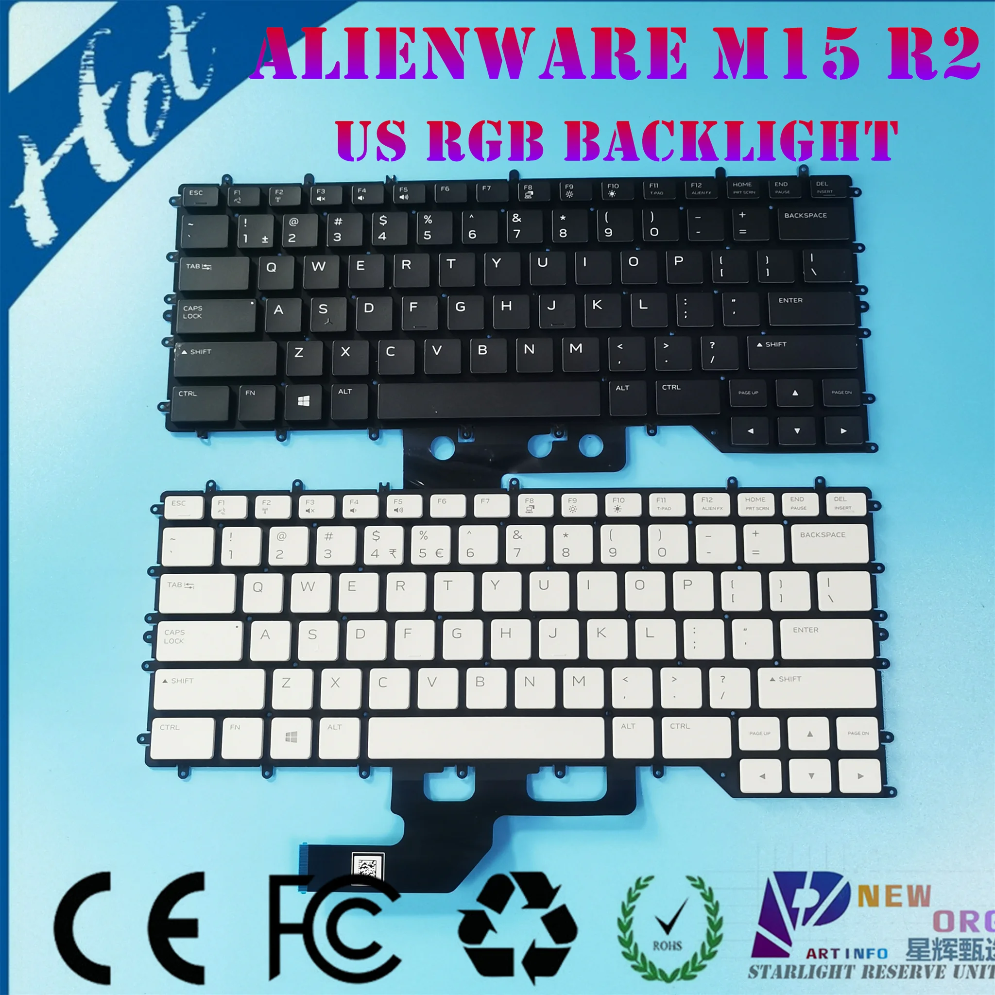 

US English Laptop RGB backlight keyboard for DELL ALIENWARE M15 R2 R3 R4 Series White 03CN77 0T86P3 Gray 0JHF49