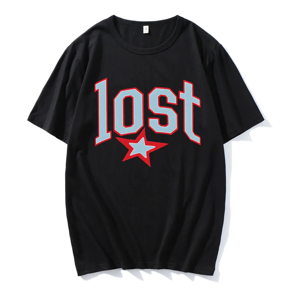 Mgk Lost Americana تي شيرت رجالي قطني بأكمام قصيرة تي شيرت للجنسين ملابس الشارع الشهير الهيب هوب الصيف الذكور بلايز فضفاضة س الرقبة الرجال التي شيرت #3