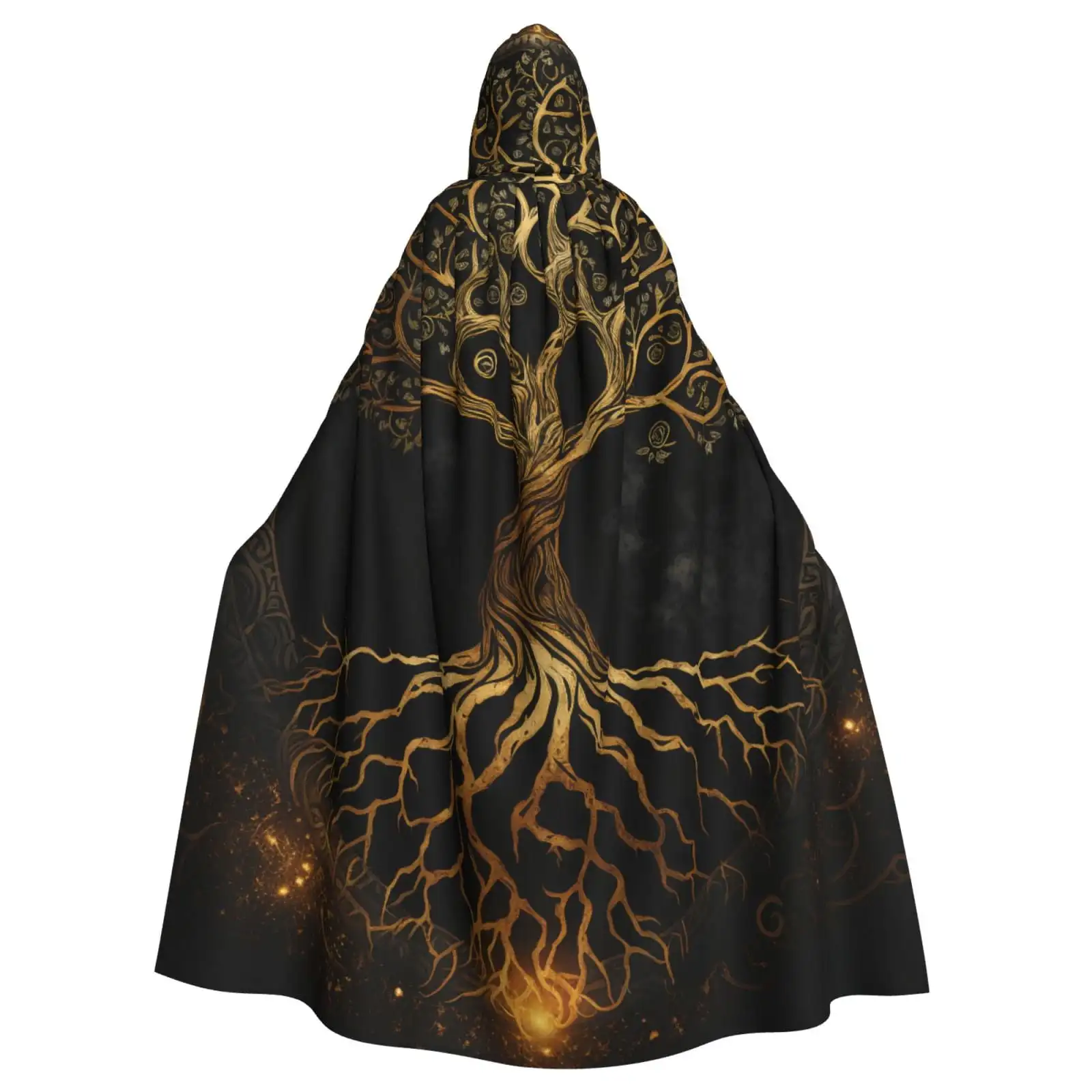 

Unisex Hooded Cloak Adult Lightweight Overcoat Celtic Tree Of Life Cloaks For Halloween Cosplay Costumes