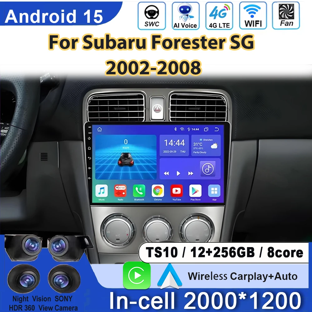 Android Car Radio For Subaru Forester SG 2002-2008 GPS Navigation Multimedia Player Head Unit Wireless Carplay QLED Screen 2Din