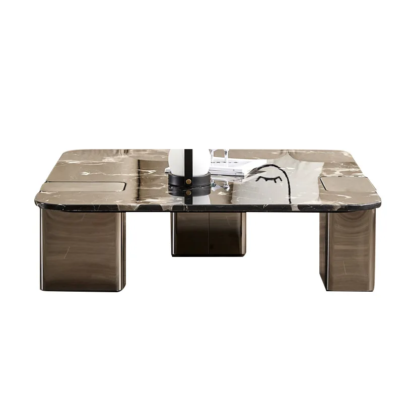 

Italian minimalist square marble coffee table large apartment