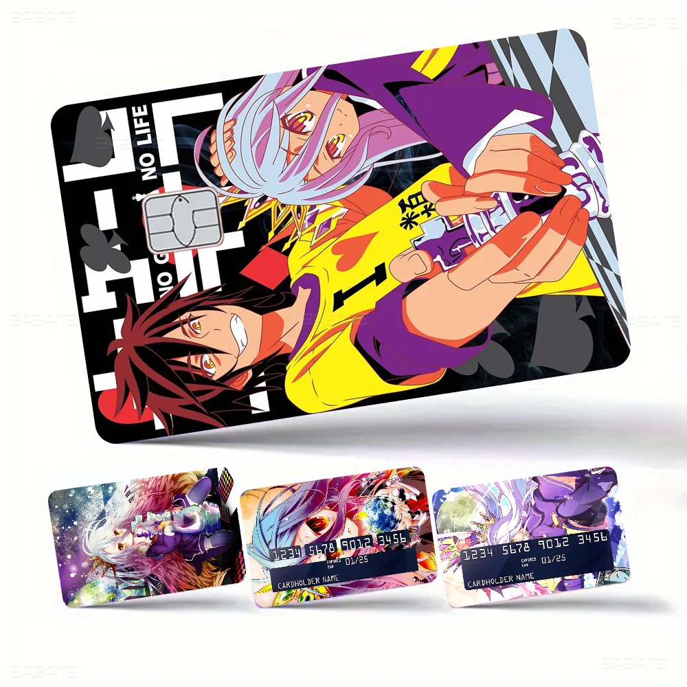 Classic Anime No Game No Life Fashion Matte Gold Silver Black Matte Film Skin Sticker Tape For Bank Credit Debit Card