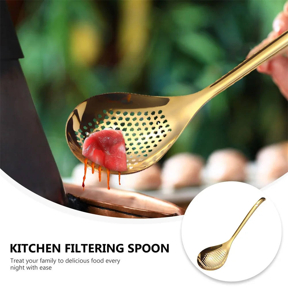 

Stainless Steel Slotted Spoon Fine Mesh Filter For Hot Pot Frying Draining Colander Kitchen Cooking Tool Strainer Ladle