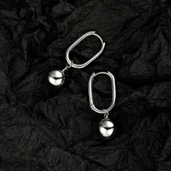 Unisex S925 Sterling Silver Long Pendant Earrings Original Pearl Ball Design Jewelry Accessory & Gift