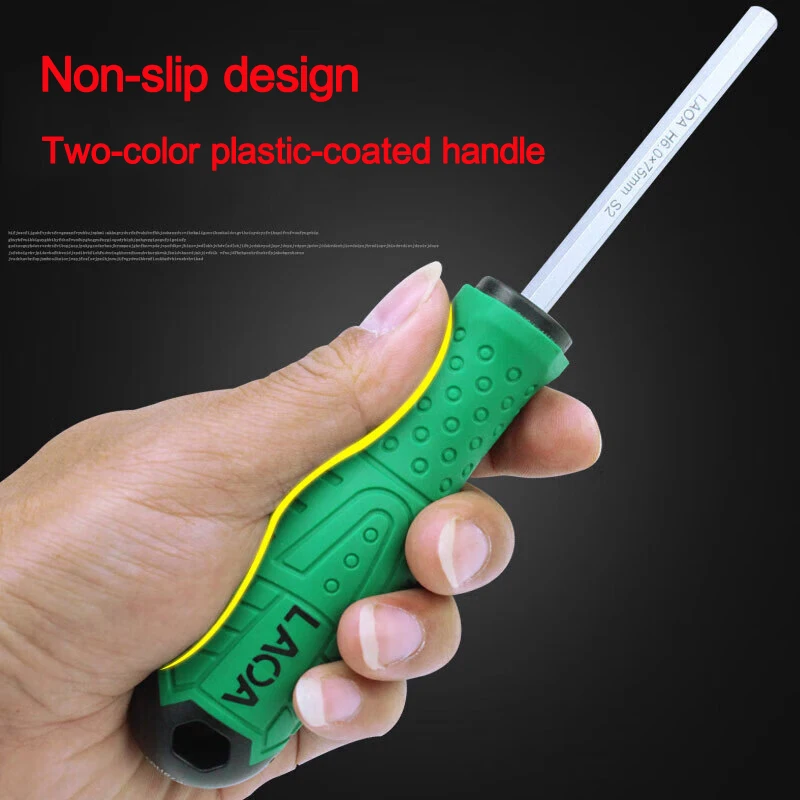 LAOA professionele S2 binnenzeskantschroevendraaier rechte staaf binnenzeskantschroevendraaier platte kop binnenschroevendraaier met m