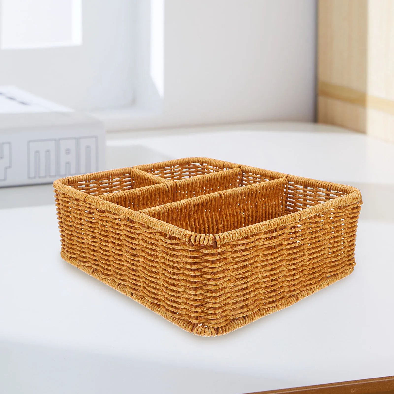 

Woven Remote Control Desktop Storage Box Organizer Multipurpose Basket for Office Home Sundries Cosmetics Jewelry Storage