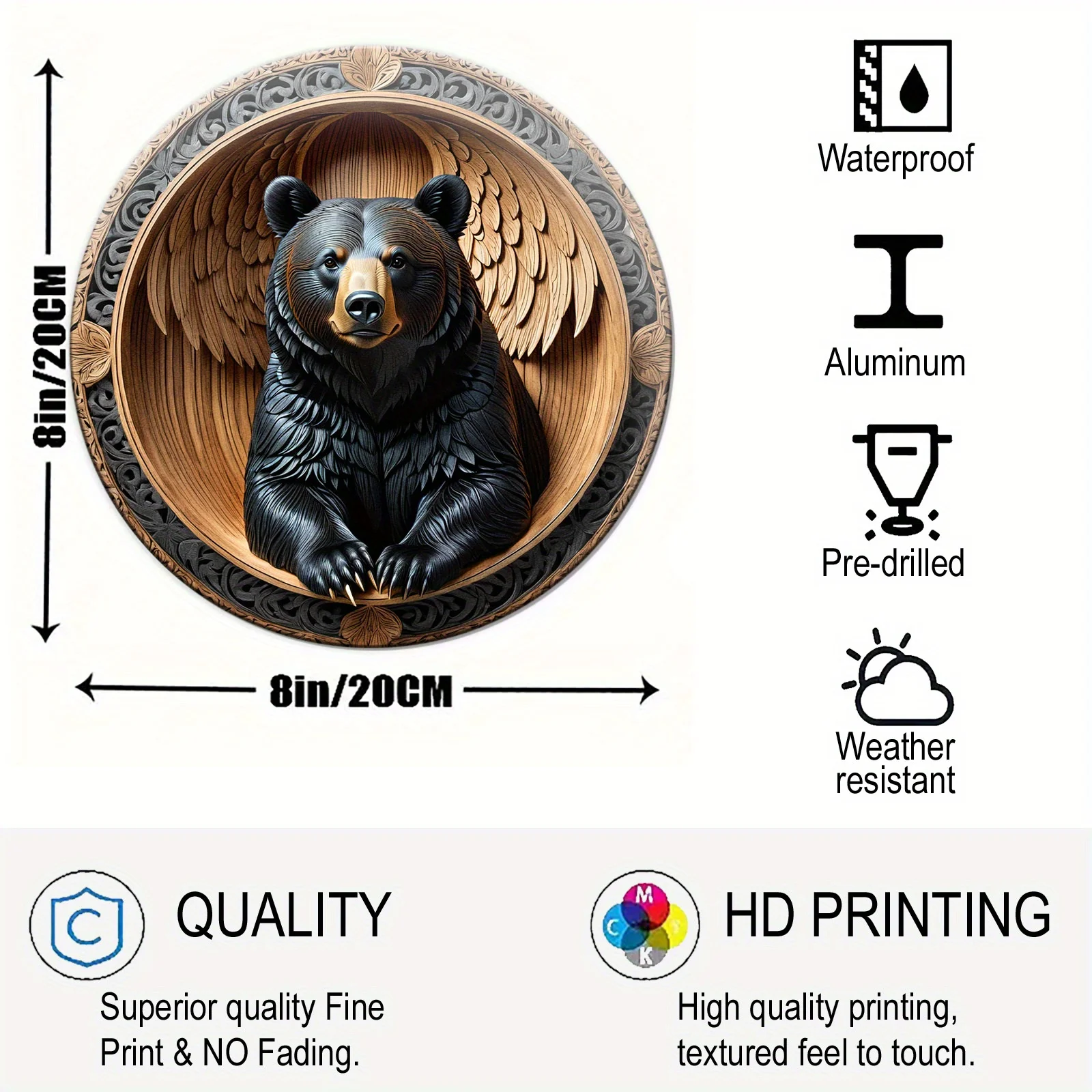 Bear Sign Cute Bear Aluminum Sign, Suitable For Home Room Cafe Bedroom Bar Living Room Garage Wall Decoration Holiday Gift