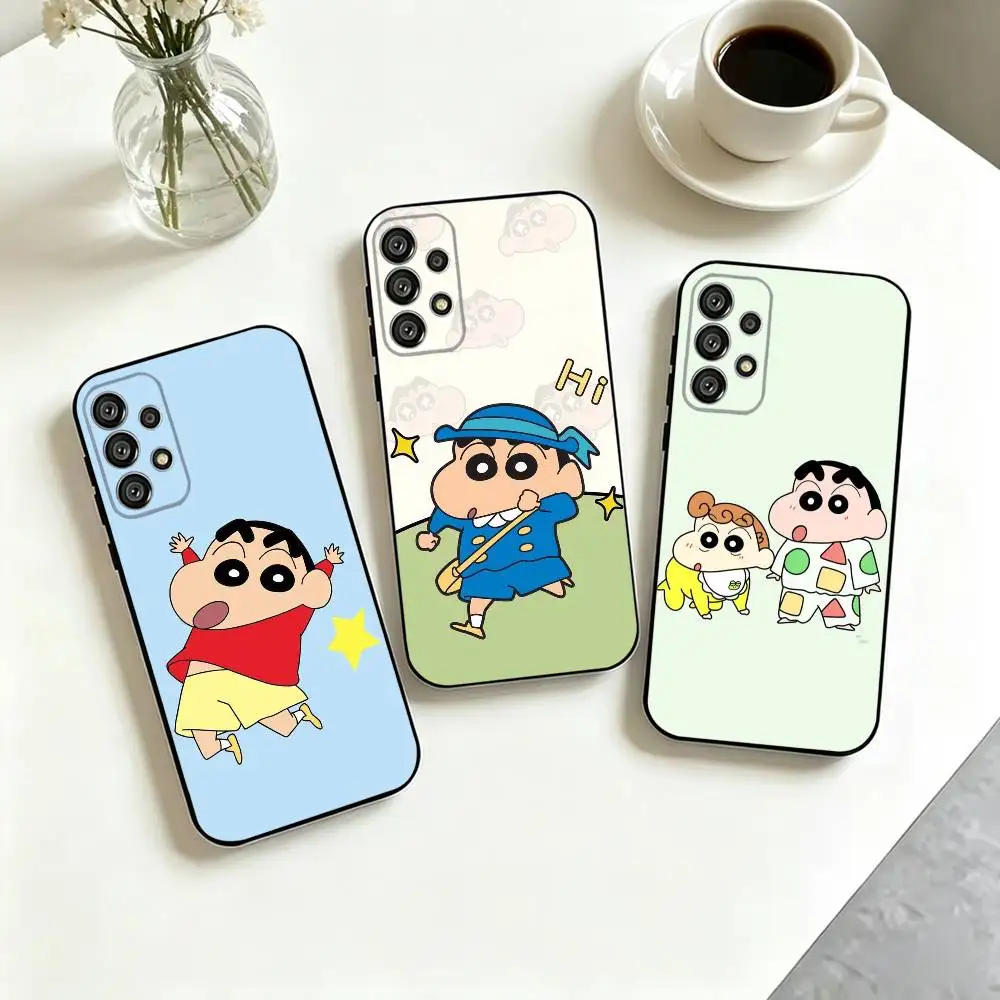 Crayon-N S-Shin Chan Cartoon  Phone Case Black Silicone Soft For Samsung S25,S24,S21,S22,S23,S30,Ultra,S20,Plus,Fe,Lite Gift