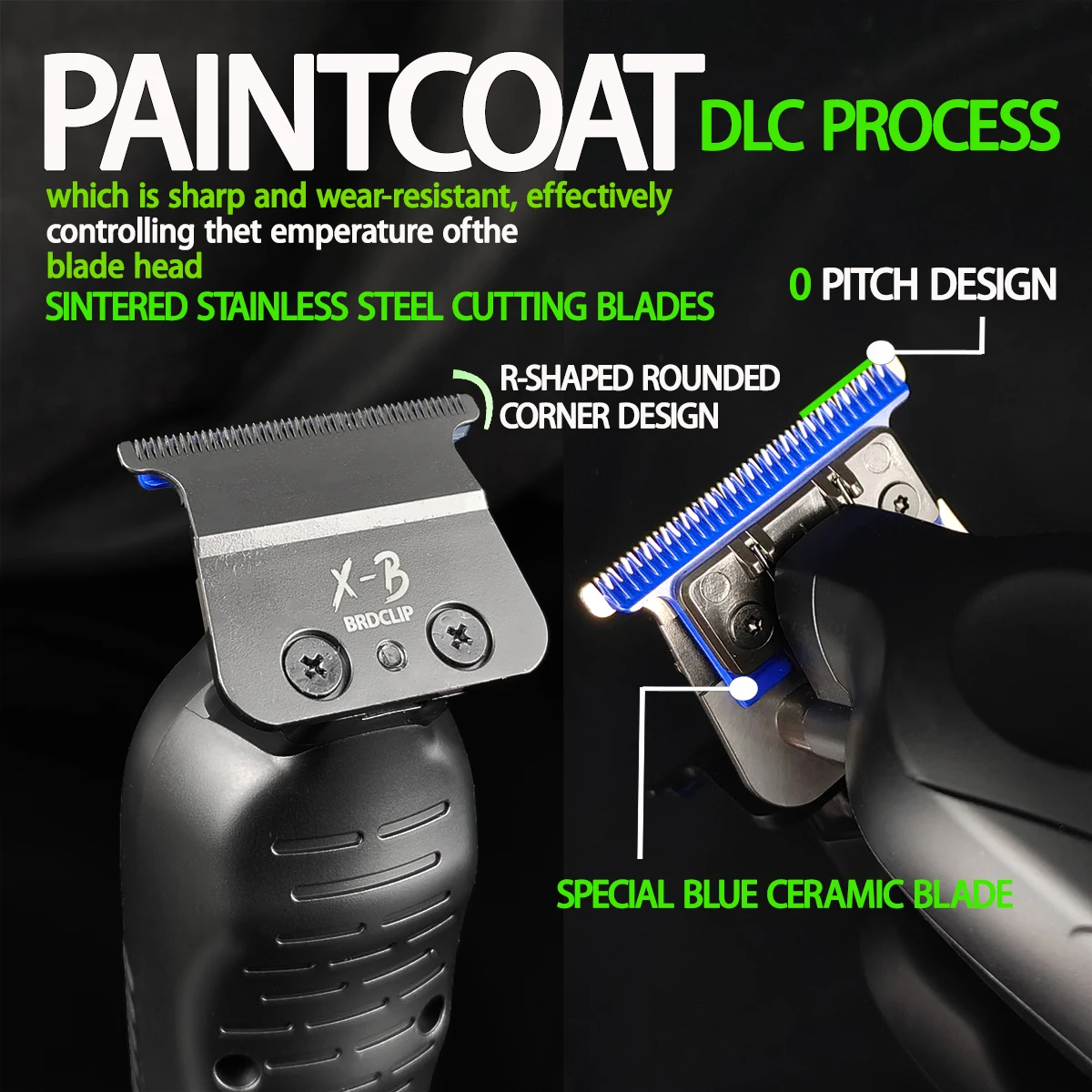 Professional Electric Hair Clipper BRDCLIP BRD-9615 Hair Trimmer for Man 9000RPM Motor Blue DLC Blade with Base Carving Machine