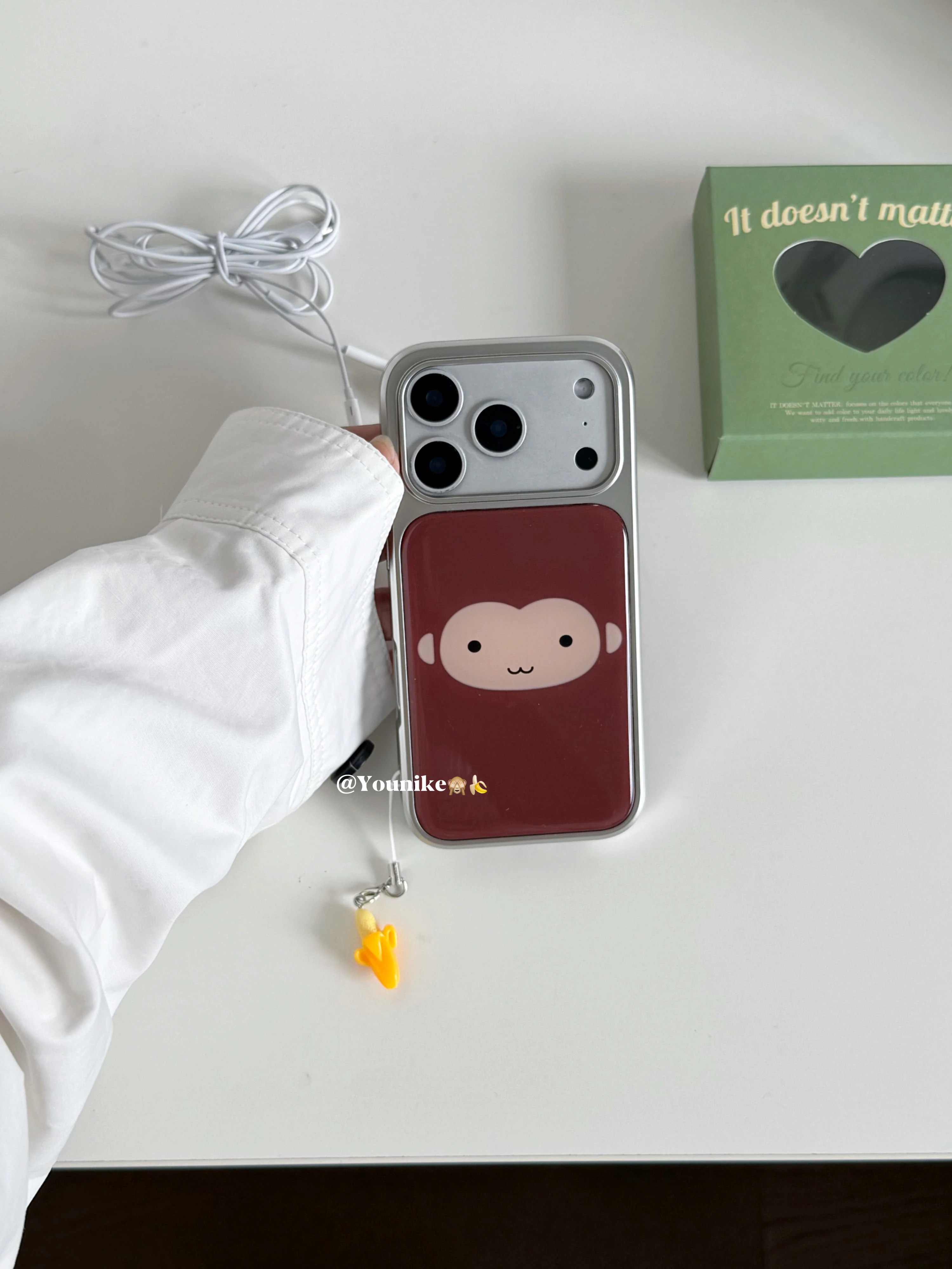 Korean Ins Cute Monkey Print Phone Case For iPhone 17 Air 16 15 14 13 12 11 Pro Max Electroplate Silver Frame Shockproof Cover