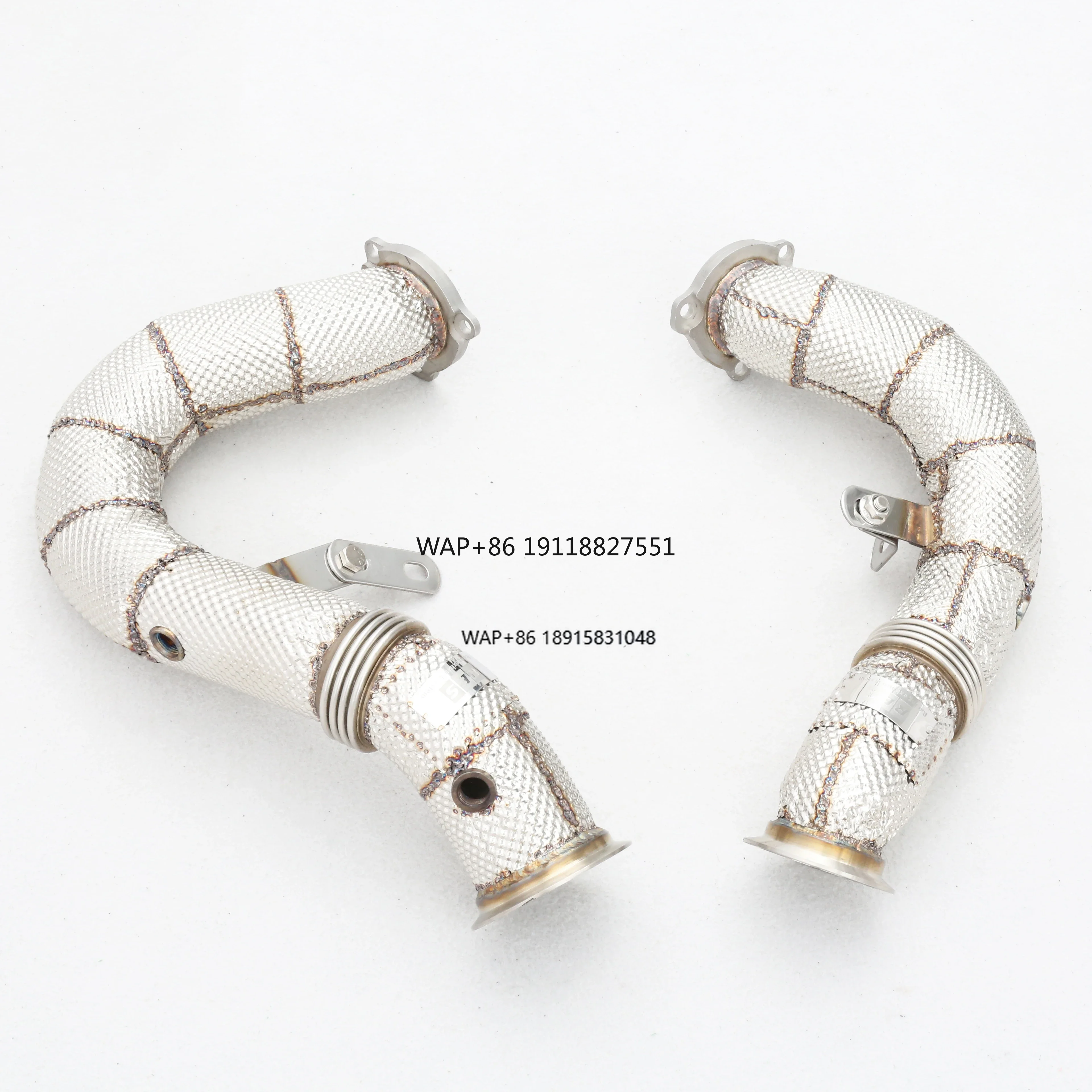 Custom 304 Stainless Steel Race Catless Downpipe with Heatshield Exhaust Pipes for  S 3.0T & Turbo