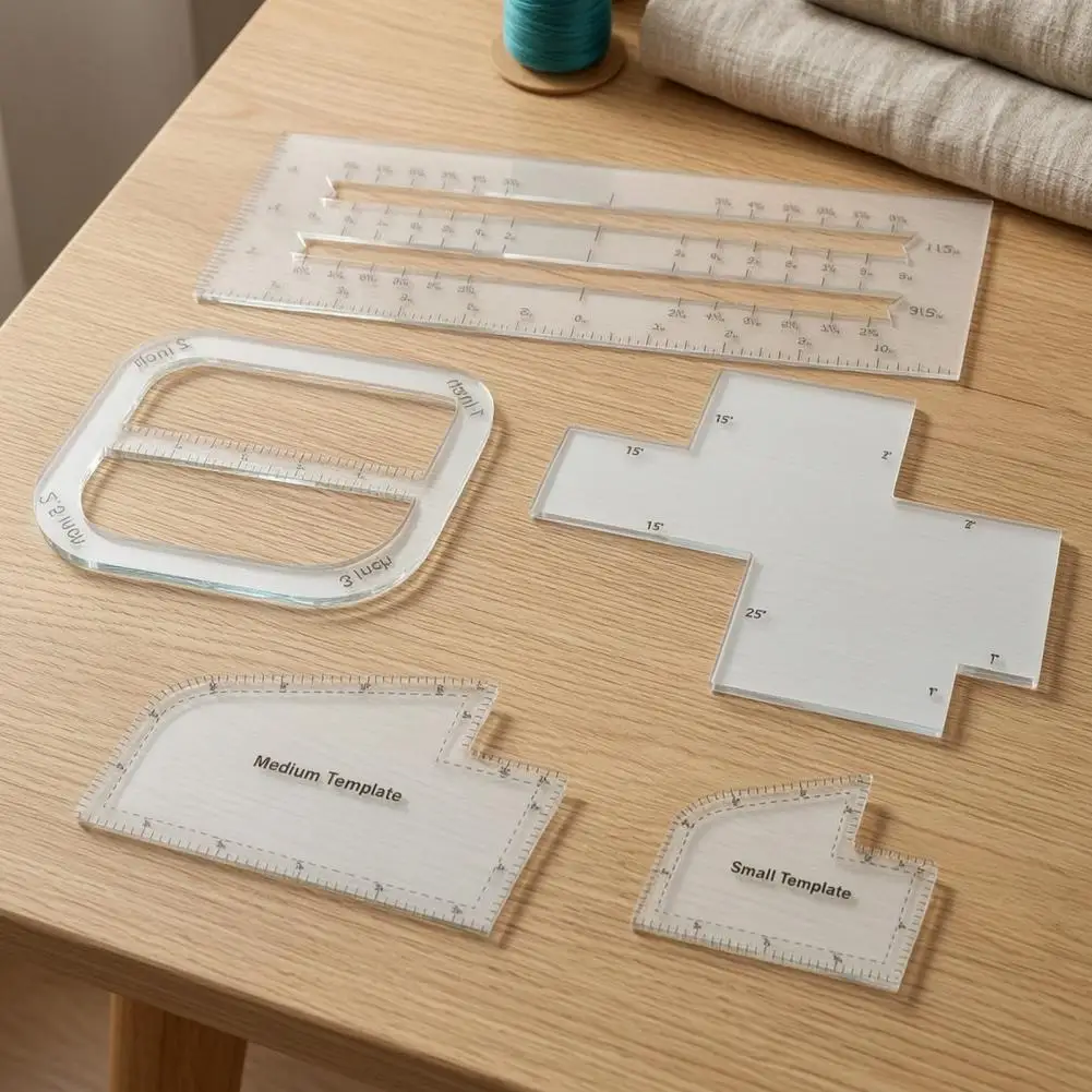 Clear Acrylic Sewing Ruler Set Curve Templates And Precision Cutting Guides Sewing Tool for DIY Fabric Crafting Pattern Drafting