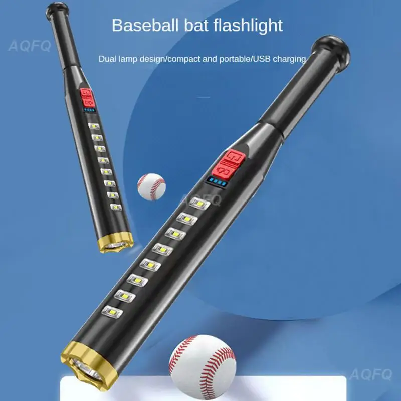 Baseball Bat Self Defense LED Flashlight USB Rechargeable Waterproof Strong Security Anti Riot Equipment Lamp