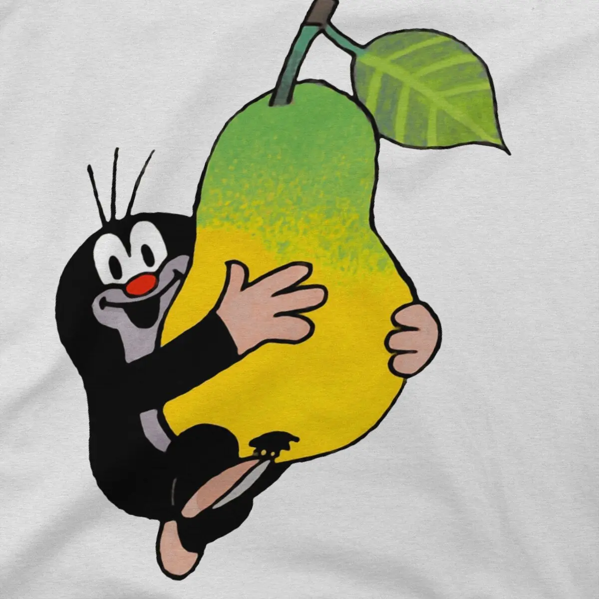 Krtek The Mole Holding a Pear Tshirt Graphic Men Tops Vintage Punk Summer Short Sleeve Harajuku T Shirt