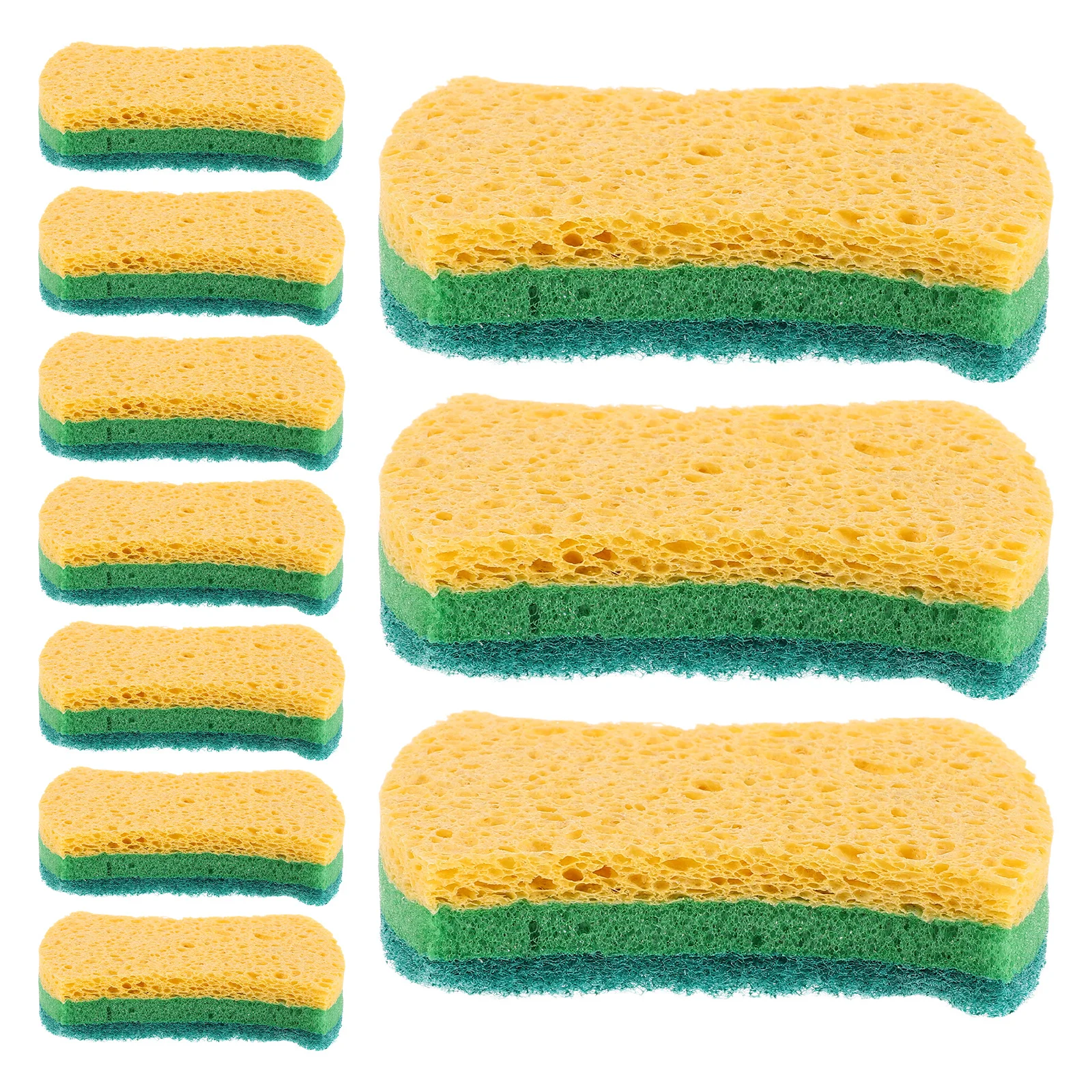 

12Pcs Dual Sided Cellulose Kitchen Sponges 3 Layer Reusable Dish Scrubber Non Scratch Cleaning Pads for Dishes Pots Pans Glass